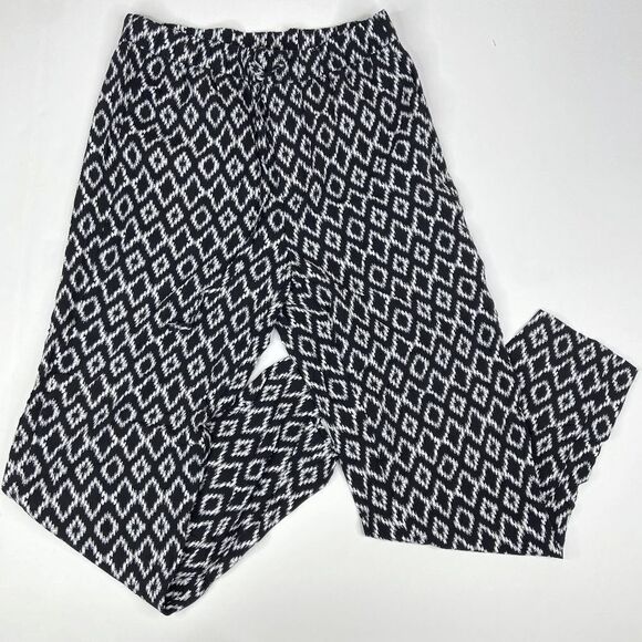 Banana Republic Diamond Print Pull-On Lightweight Pants Women's Black Size XS NW - Picture 2 of 7